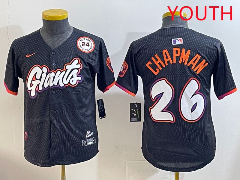 Youth San Francisco Giants 26 Chapman Black Joint Name 2025 Nike MLB Jersey style 10